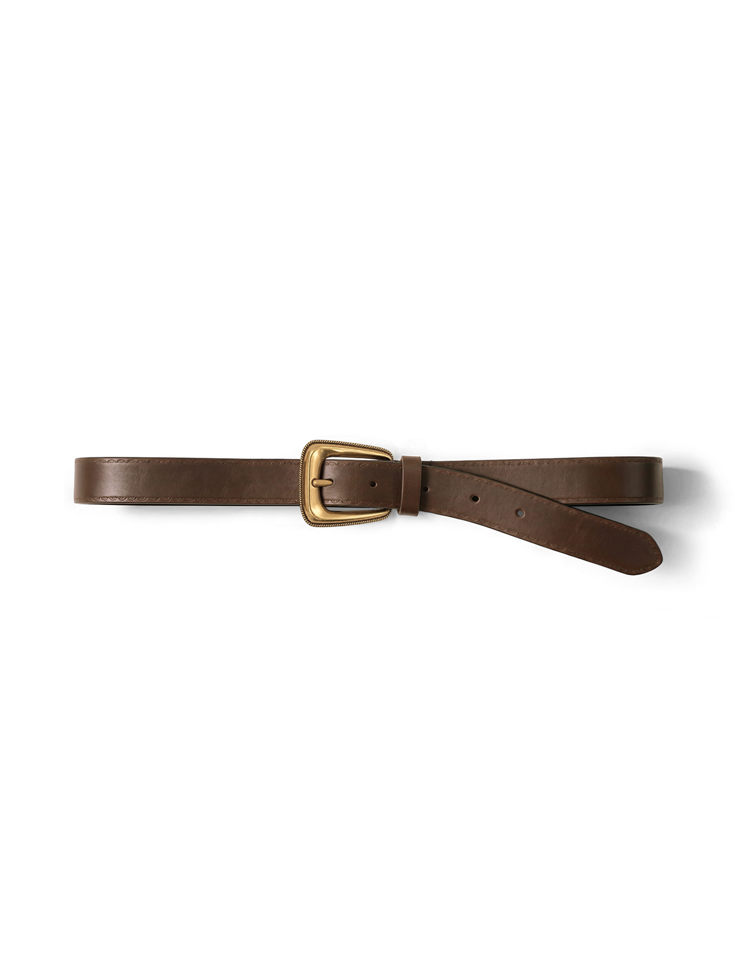 Veronica Beard Brown leather belt with a brass buckle.