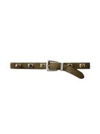 Veronica Beard Olive suede belt with amber-colored stone accents.