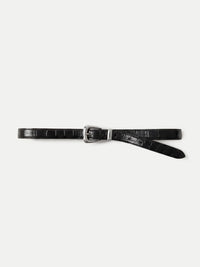 Slim Croc-Embossed Arch Belt