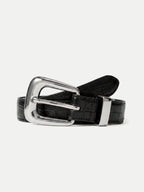Slim Croc-Embossed Arch Belt