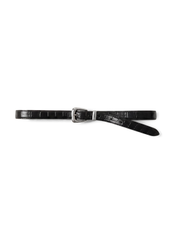 Slim Croc-Embossed Arch Belt