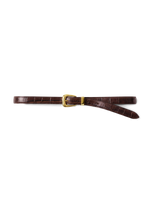Slim Croc-Embossed Arch Belt