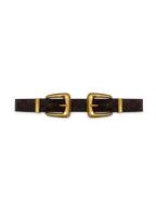 Veronica Beard Brown suede belt with two gold buckles