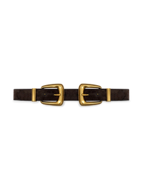 Veronica Beard Brown suede belt with two gold buckles