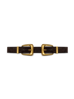 Veronica Beard Brown suede belt with two gold buckles