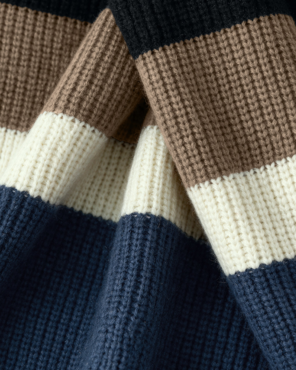 Veronica Beard Blue, brown, and cream striped knit sweater.