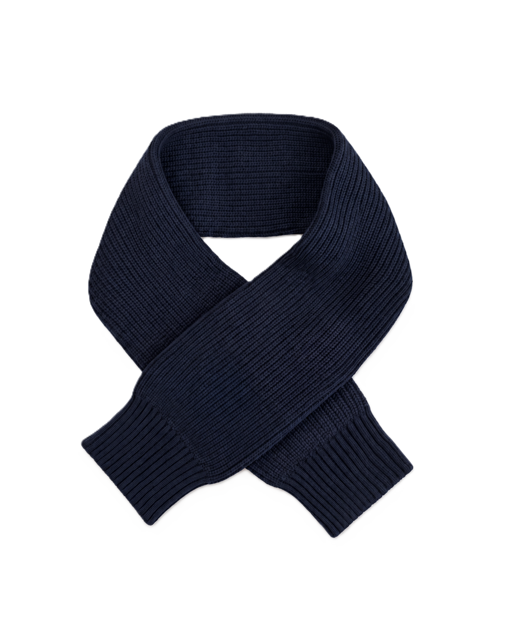 Veronica Beard Navy blue ribbed knit winter scarf.