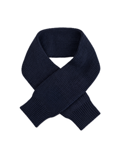 Veronica Beard Navy blue ribbed knit winter scarf.