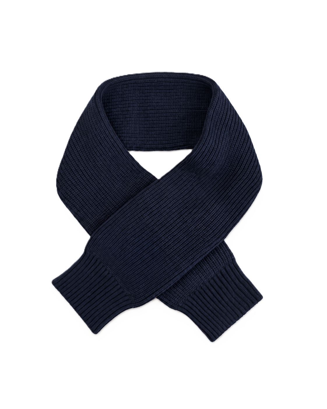 Veronica Beard Navy blue ribbed knit winter scarf.