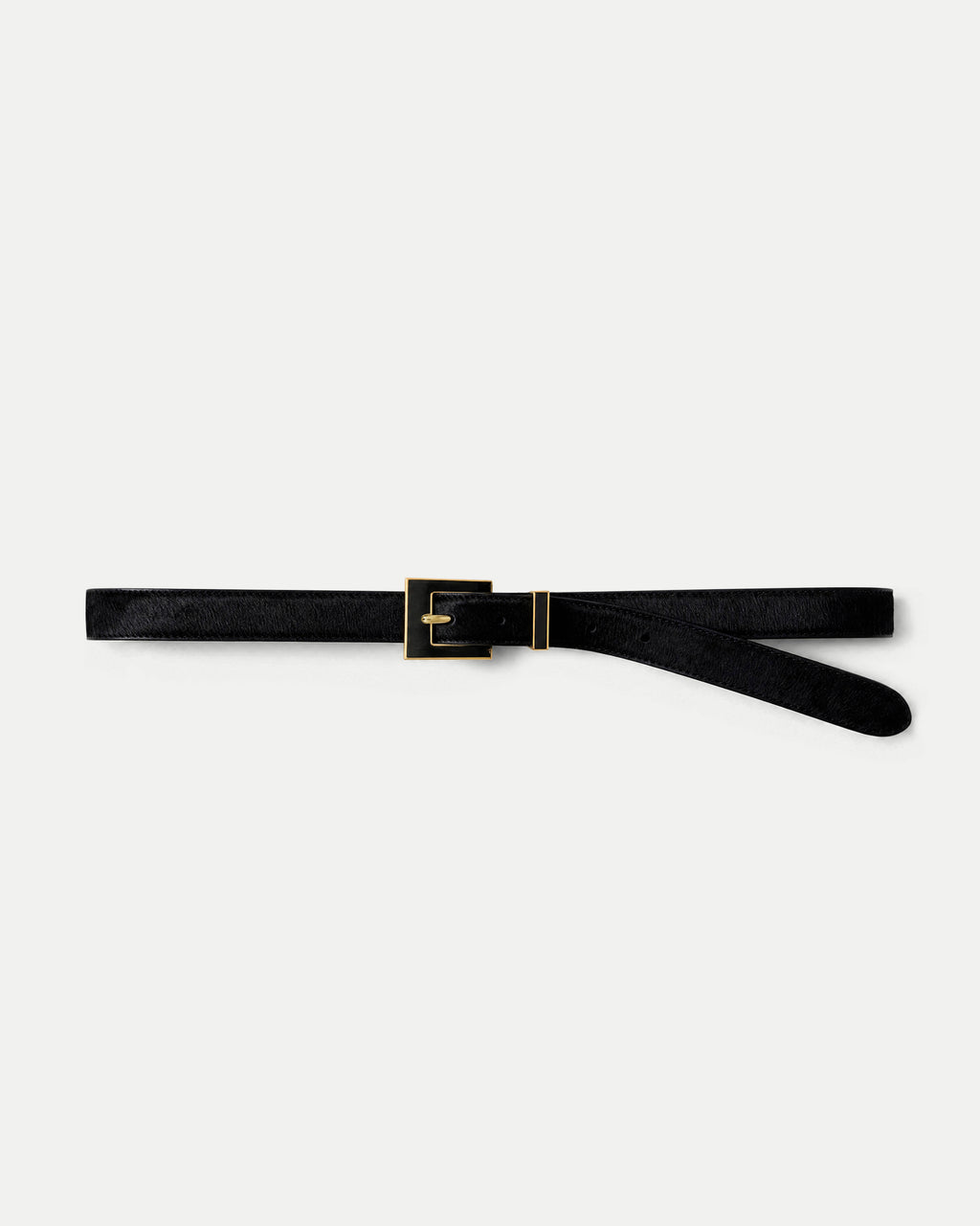 Veronica Beard Black textured leather belt with gold buckle.
