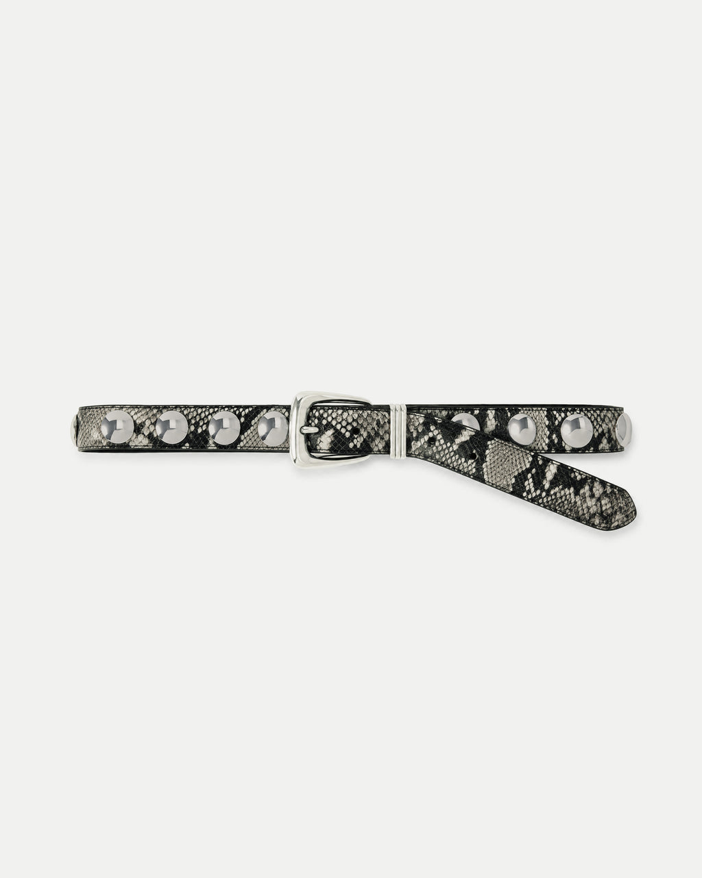 Veronica Beard Black and white snakeskin studded leather belt.