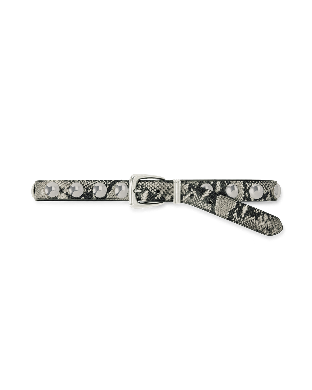 Veronica Beard Grey snakeskin print studded leather belt.