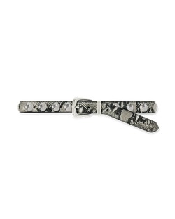 Veronica Beard Grey snakeskin print studded leather belt.