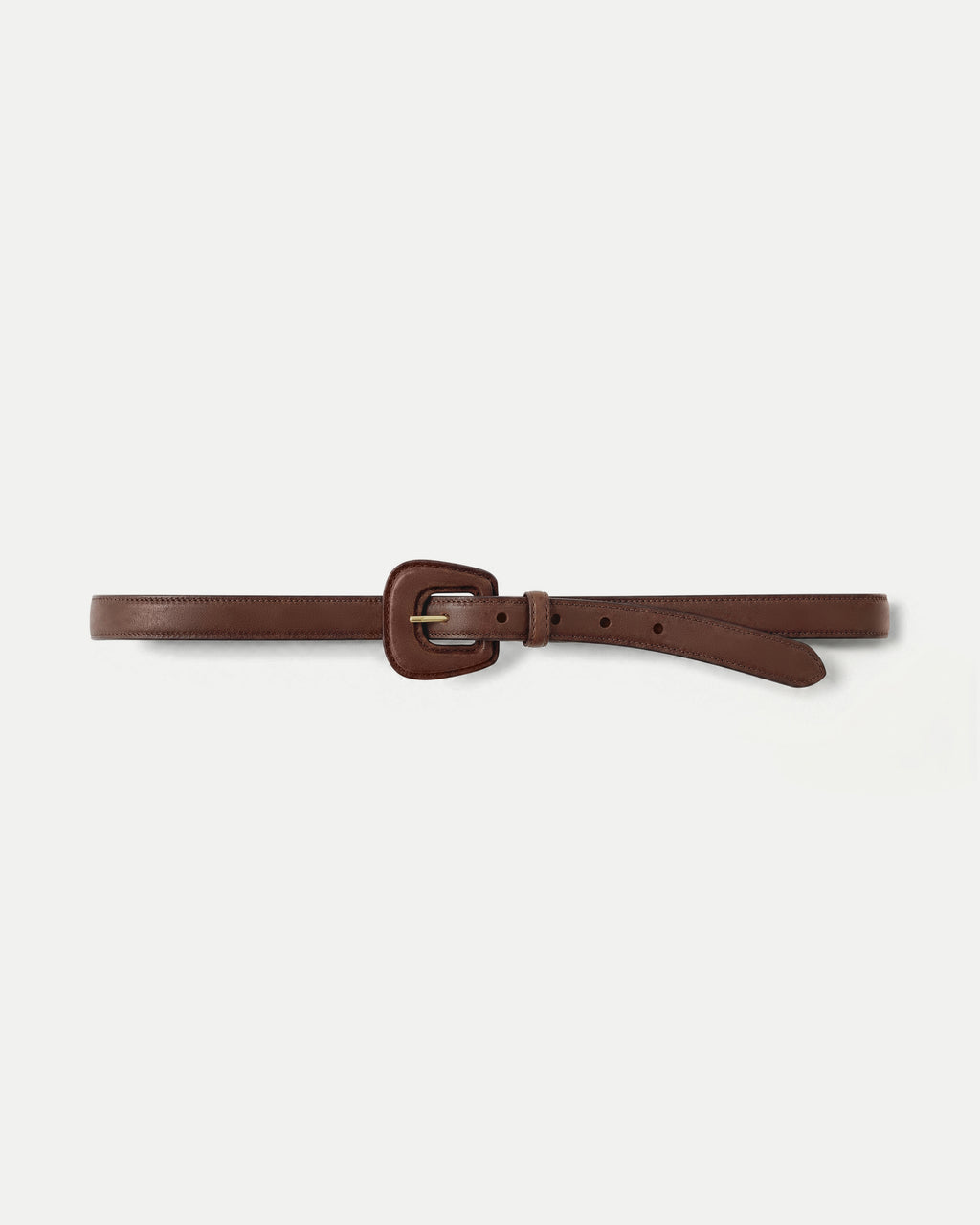 Veronica Beard Brown leather belt with square buckle.