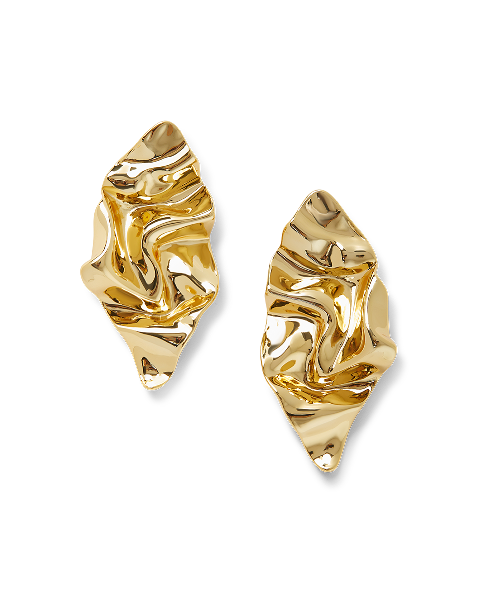 Veronica Beard Crumpled Gold Earrings Gold