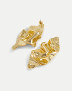 Veronica Beard Crumpled Gold Earrings