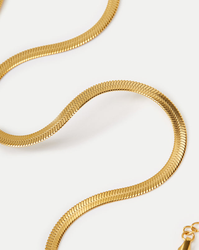 Gold Dainty Flat Snake Necklace