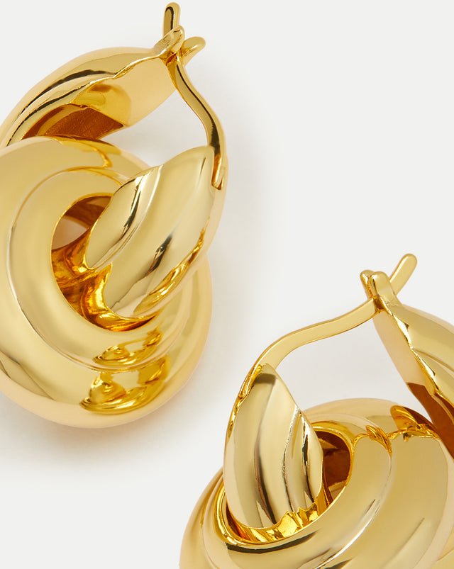 Interlocking Hoop Earrings - Gold - 2