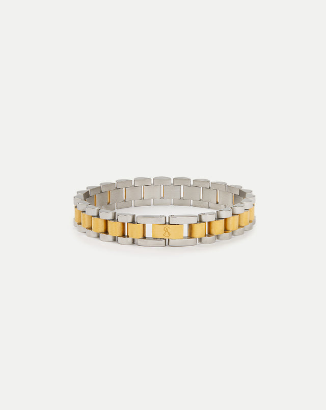 Gold and Silver Watch Band Bracelet