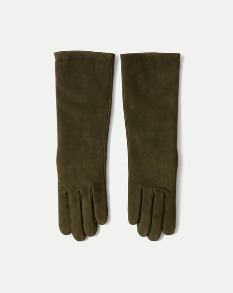 Celia Suede Glove in Khaki Cypress | Veronica Beard