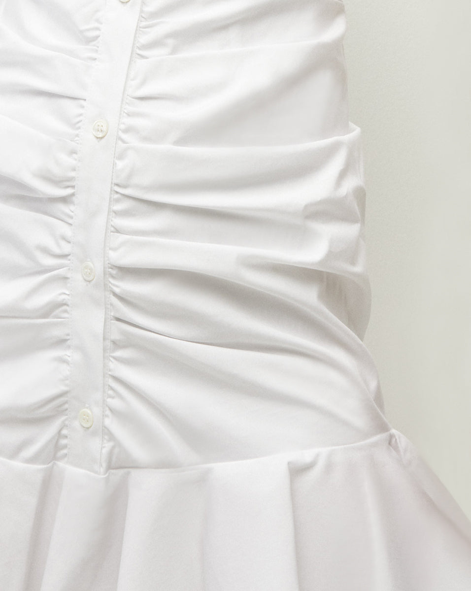 Veronica Beard Bell Button Down Ruched Shirtdress