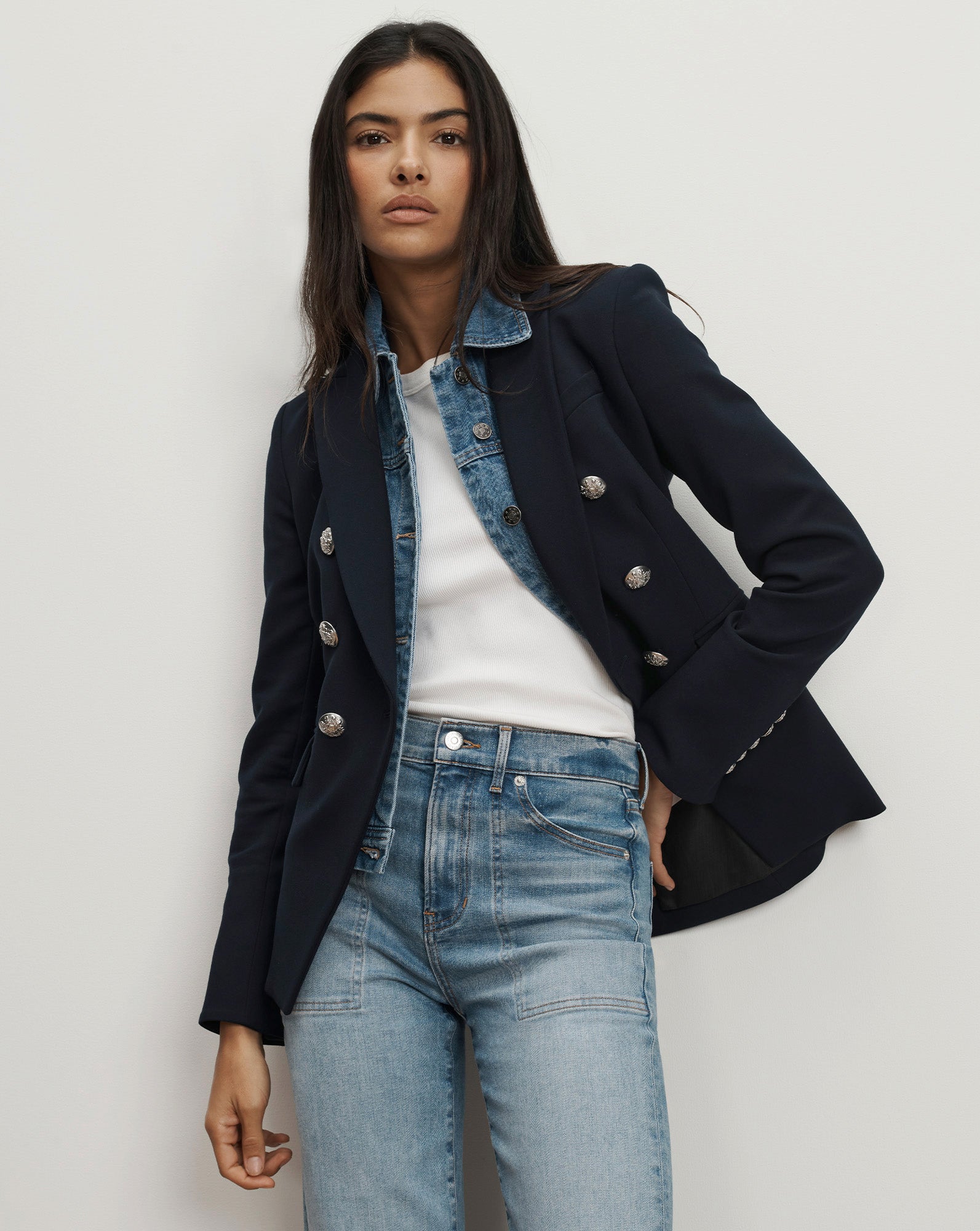 Veronica Beard Miller Dickey Jacket - Navy/Silver