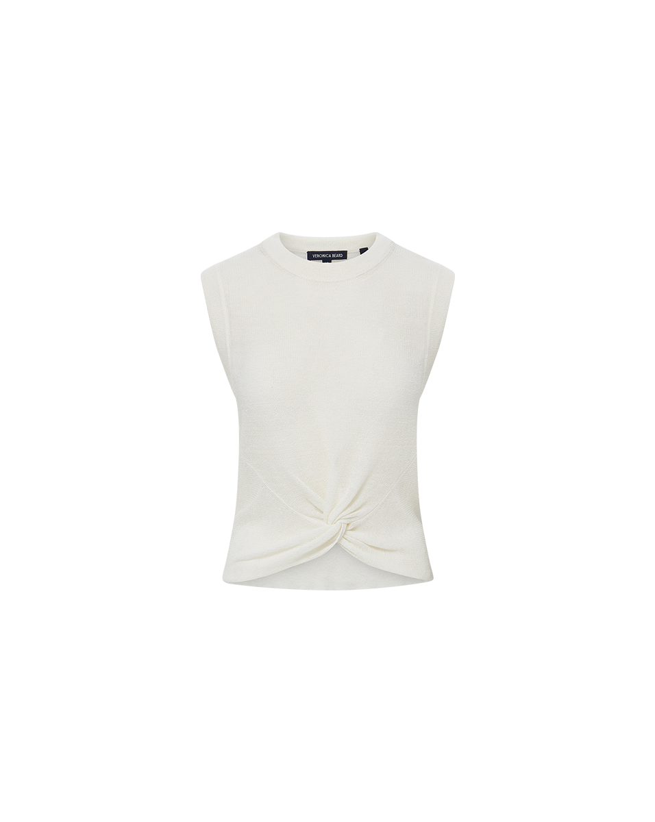 Veronica Beard Kellen Twist-Front Sweater - Ivory