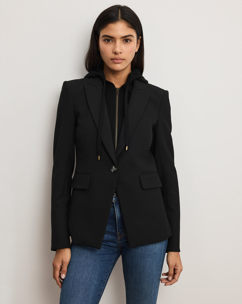 Veronica Beard Cashmere Hoodie Dickey - Black