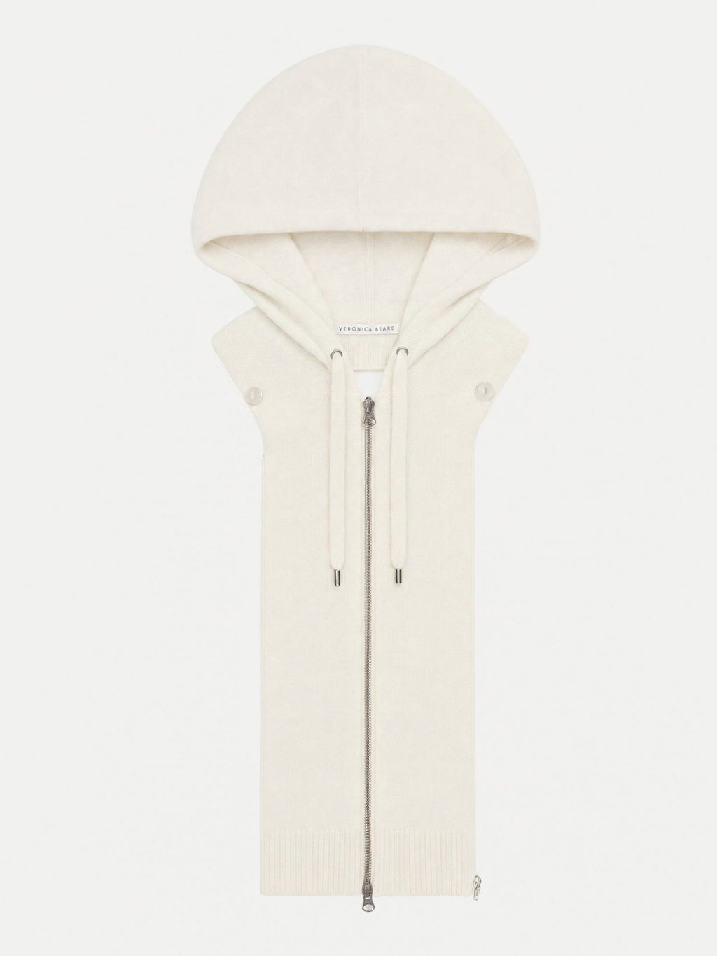 Veronica Beard Cream knit hooded dickey with full zipper