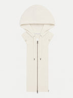 Veronica Beard Cream knit hooded dickey with full zipper
