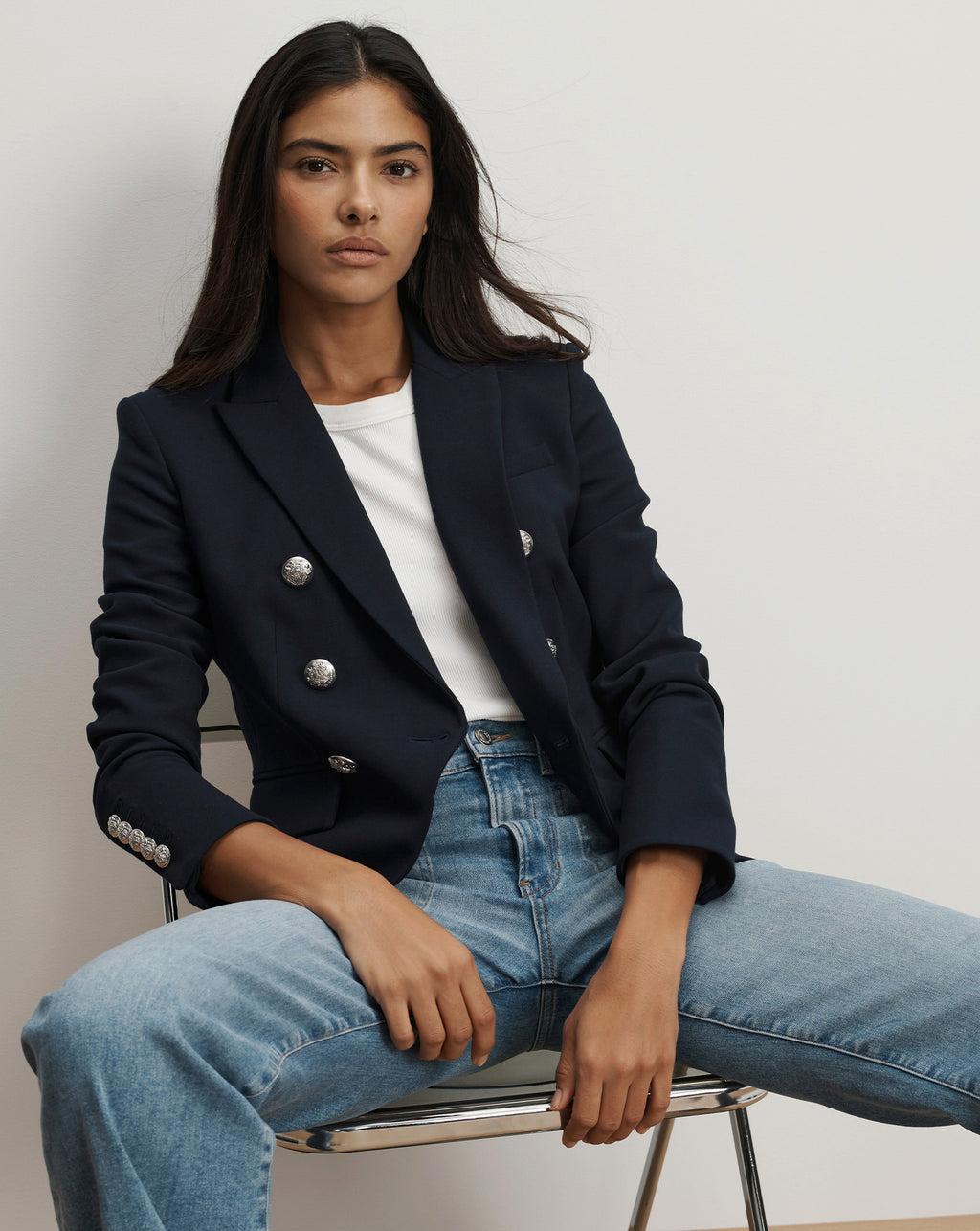 Veronica Beard Miller Dickey Jacket - Navy/Silver
