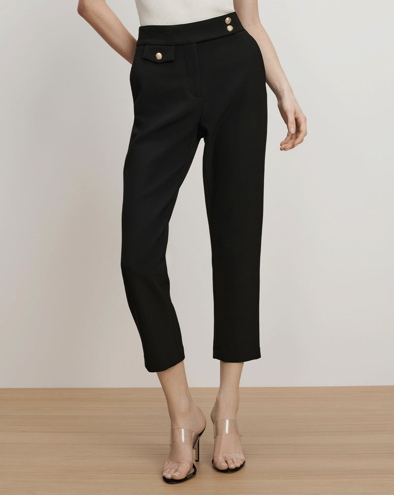 Veronica Beard Renzo Crest Button Pant - Black/Gold