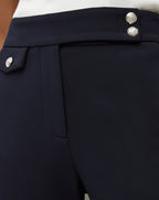 Veronica Beard Renzo Crest Button Pant - Navy/Silver