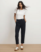 Veronica Beard Renzo Crest Button Pant - Navy/Silver