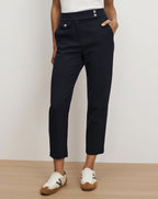 Veronica Beard Renzo Crest Button Pant - Navy/Silver