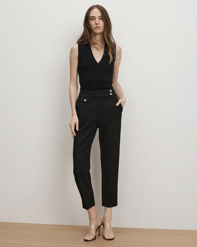 Veronica Beard Renzo Crest Button Pant - Black/Silver