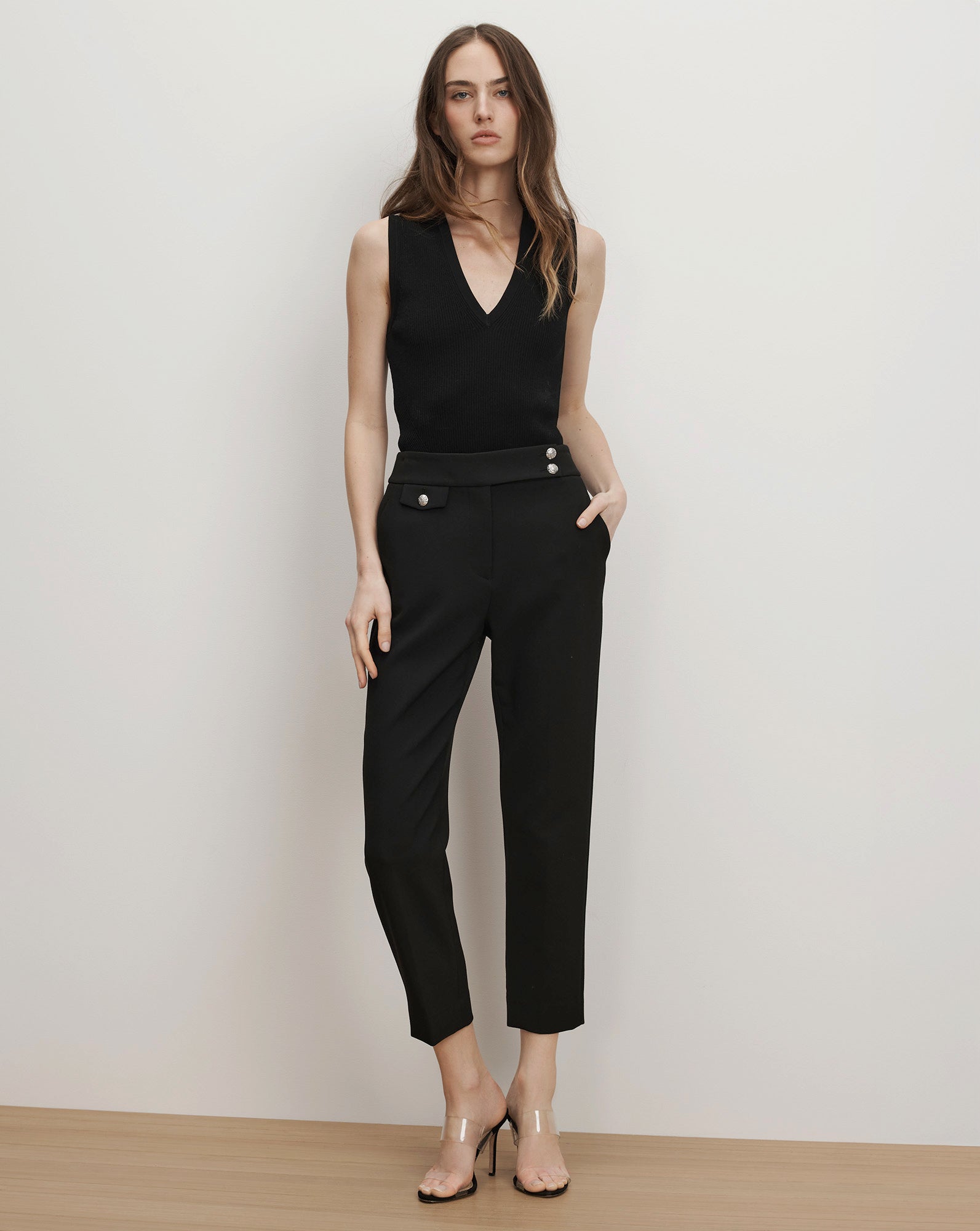 Sid Knit Tank Top in Black | Veronica Beard