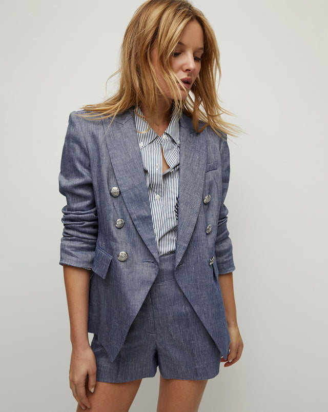 {{ outfit: blue-melange-linen-miller }} ## Miller Linen Dickey Jacket