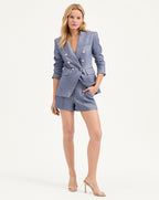 Veronica Beard Miller Linen Dickey Jacket - Blue Melange