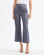Veronica Beard Aubrie Cropped Wide-Leg Pant - Blue Melange