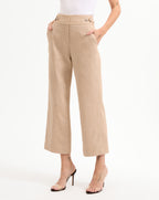 Veronica Beard Aubrie Cropped Wide-Leg Pant - Khaki Melange