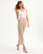 Veronica Beard Aubrie Cropped Wide-Leg Pant - Khaki Melange