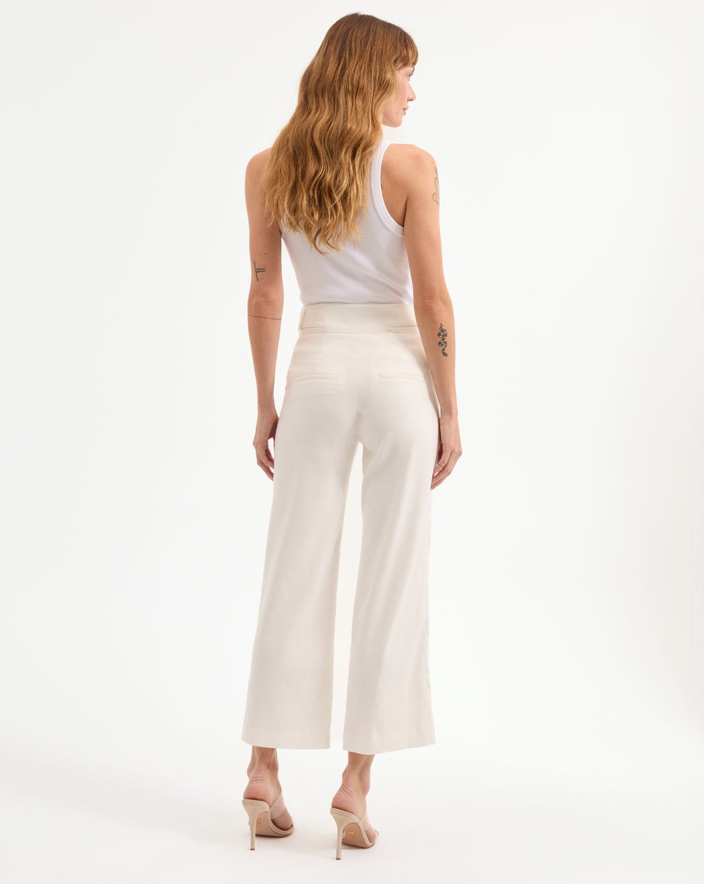 Veronica Beard Aubrie Cropped Wide-Leg Pant - Off-White