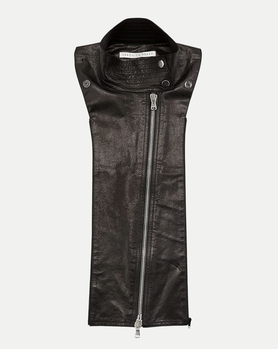 Veronica Beard Leather Moto Dickey - Black