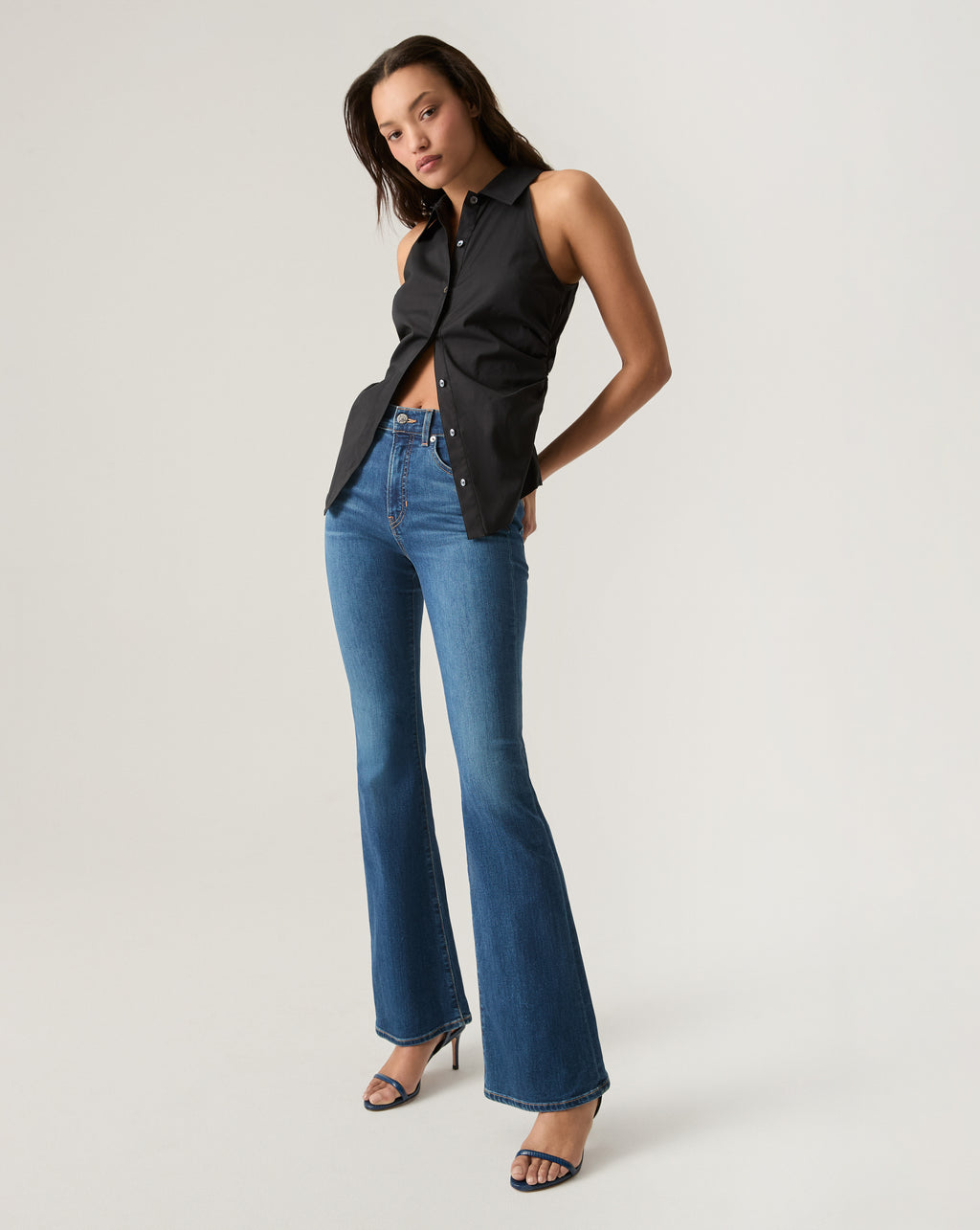 Veronica Beard Regina Sleeveless Button-Down Shirt - Black
