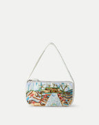 Veronica Beard White beaded shoulder bag with landscape embroidery