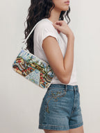 Veronica Beard White beaded shoulder bag with landscape embroidery
