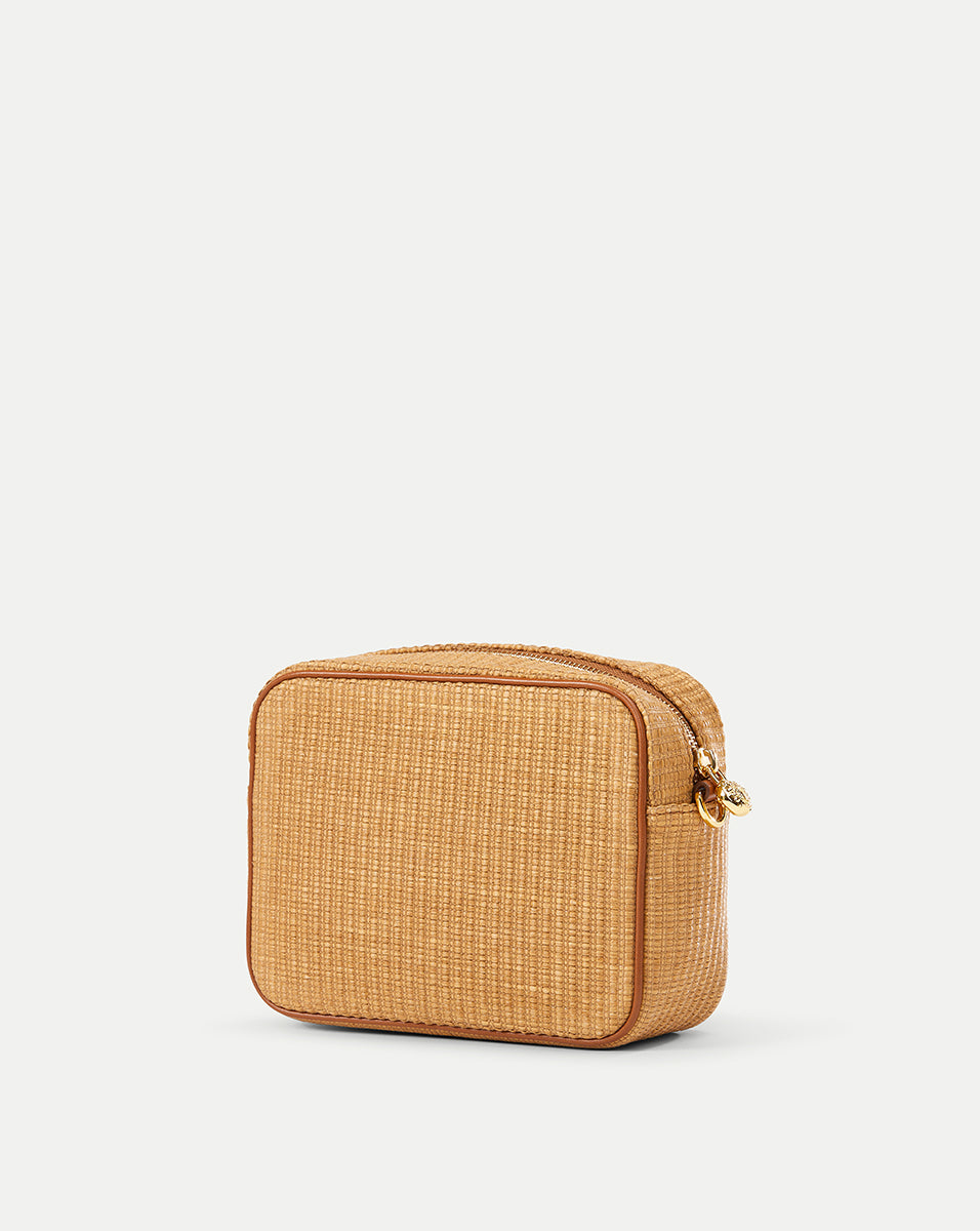 Crest Camera Bag in Camel Raffia | Veronica Beard