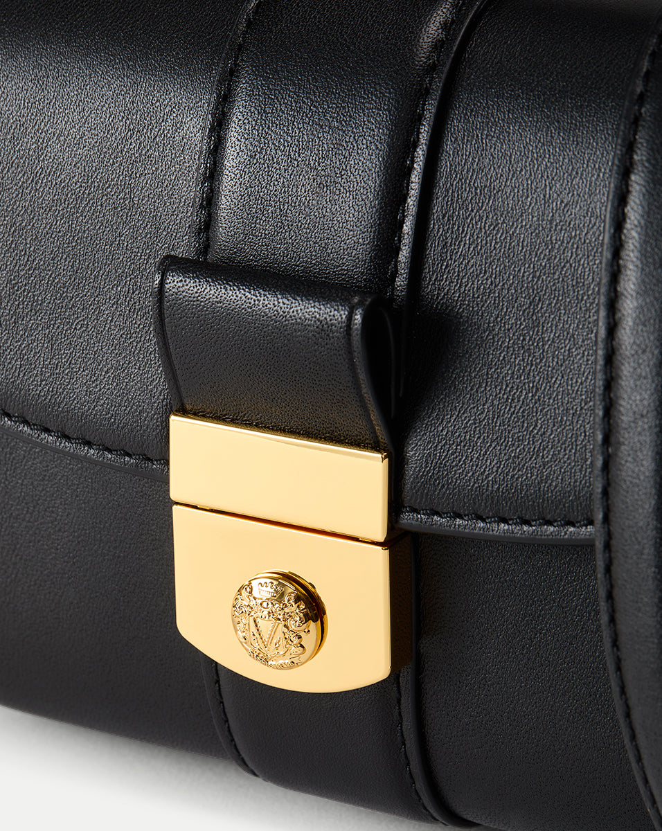 Small Crest Lock Trap Bag in Black | Veronica Beard