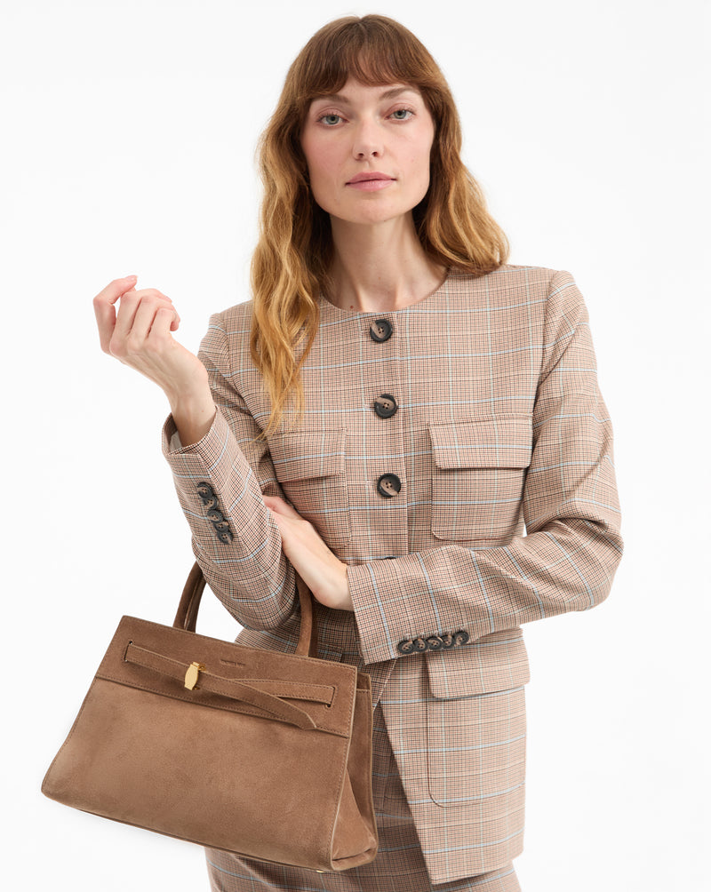 Veronica Beard Suede Dash Bag - Bark